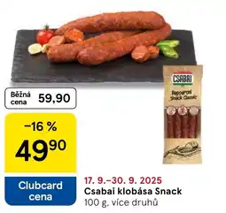 Tesco Csabai klobása Snack nabídka