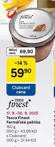 Tesco Tesco Finest Farmářská paštika nabídka