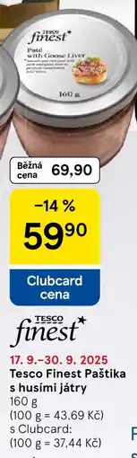 Tesco Tesco Finest Paštika s husími játry nabídka