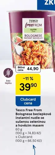 Tesco Tesco Free From Bolognese bezlepkové instantní nudle se sušenou zeleninou a hovězím masem nabídka