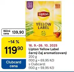 Tesco Lipton Yellow Label černý čaj aromatizovaný nabídka