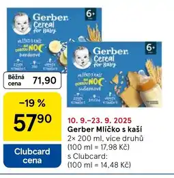 Tesco Gerber Mlíčko s kaší nabídka