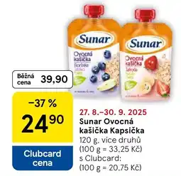 Tesco Sunar Ovocná kašička Kapsička nabídka