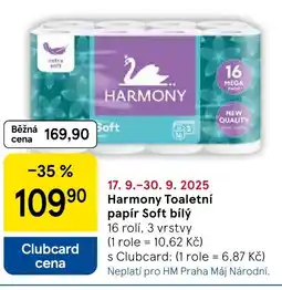 Tesco Harmony Toaletní papír Soft bílý nabídka