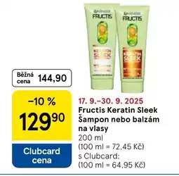 Tesco Fructis Keratin Sleek Sampon nebo balzám na vlasy nabídka