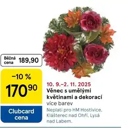Tesco Věnec s umělými květinami a dekorací nabídka