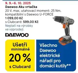 Tesco Daewoo Aku vrtačka nabídka