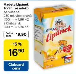 Tesco Madeta Lipánek Trvanlivé mléko ochucené nabídka