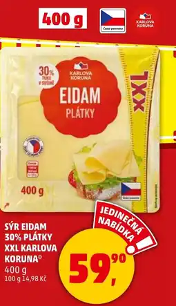 Penny Market Sýr eidam 30% plátky xxl karlova koruna nabídka