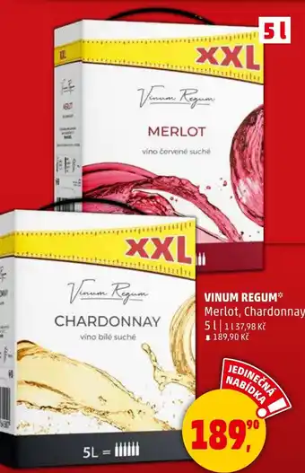 Penny Market Vinum regum Merlot, Chardonnay nabídka