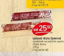 Flop LISTOVÉ TĚSTO ČERSTVÉ rozválené na pečícím papíru různé druhy 275 g nabídka