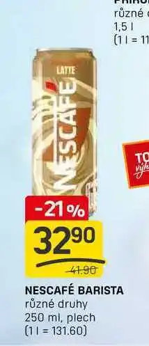 Flop NESCAFÉ BARISTA různé druhy 250 ml, plech nabídka
