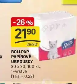 Flop ROLLPAP PAPÍROVÉ UBROUSKY 30 x 30, 100 ks, 1-vrstvé nabídka