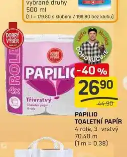 Flop PAPILIO 44.90 TOALETNÍ PAPÍR 4 role, 3-vrstvý nabídka