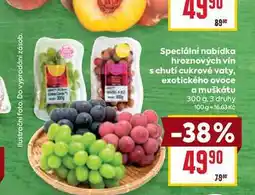 Billa Speciální nabídka hroznových vín s chutí cukrové vaty, exotického ovoce a muškátu 300 g nabídka