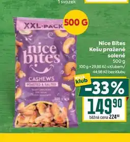 Billa Nice Bites Kešu pražené solené 500 g nabídka