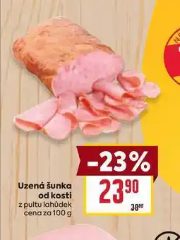 Billa Uzená šunka od kosti z pultu lahůdek cena za 100g nabídka