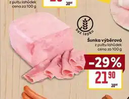 Billa Šunka výběrová z pultu lahůdek cena za 100g nabídka
