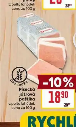 Billa Písecká játrová paštika z pultu lahůdek cena za 100g nabídka