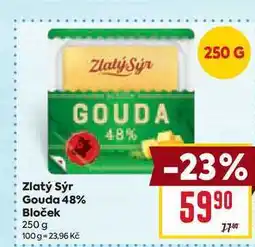 Billa Zlatý Sýr Gouda 48% Bloček 250 g nabídka
