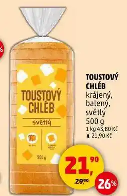 Penny Market TOUSTOVÝ CHLÉB krájený, balený, světlý, 500 g nabídka