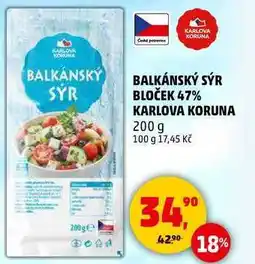 Penny Market BALKÁNSKÝ SÝR BLOČEK 47% KARLOVA KORUNA, 200 g nabídka