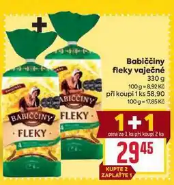 Billa Babiččiny fleky vaječné 330 g nabídka