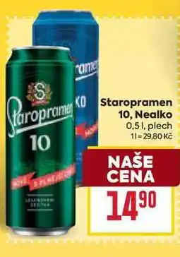 Billa Staropramen Nealko 0,51, plech nabídka