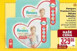 Billa Pampers Premium Care Dětské kalhotky od 27 ks nabídka