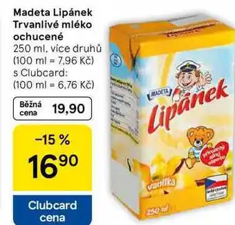 Tesco Madeta Lipánek Trvanlivé mléko ochucené, 250 ml, více druhů nabídka