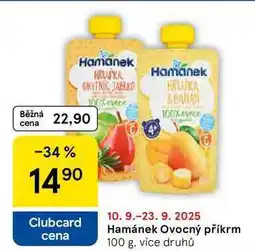 Tesco Hamánek Ovocný příkrm, 100 g, více druhů nabídka