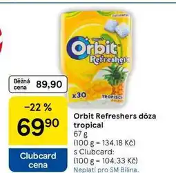 Tesco Orbit Refreshers dóza tropical, 67 g nabídka