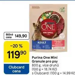 Tesco Purina One Mini Granule pro psy, 800 g, více druhů nabídka