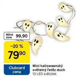Tesco Mini halloweenský světelný řetěz duch 10 LED světýlek nabídka
