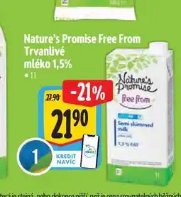 Albert Nature's Promise Free From Trvanlivé mléko 1,5% 1 l nabídka