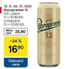 Tesco Staropramen 12, 0.5 l, plech nabídka