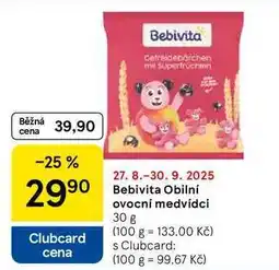 Tesco Bebivita Obilní ovocní medvídci, 30 g nabídka