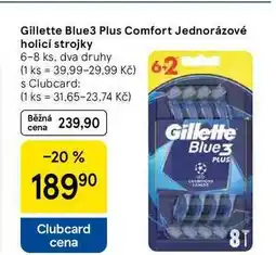Tesco Gillette Blue3 Plus Comfort Jednorázové holicí strojky, 6-8 ks, dva druhy nabídka
