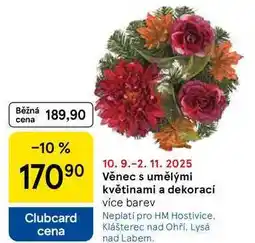 Tesco Věnec s umělými květinami a dekoraci více barev nabídka