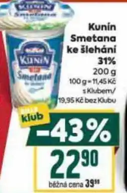 Billa Kunin Smetana ke šlehání 31% nabídka