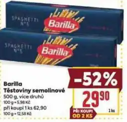 Billa Barilla Těstoviny semolinové nabídka