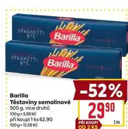 Billa Barilla Těstoviny semolinové 500 g nabídka