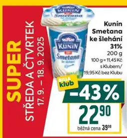 Billa KUNÍN SMETANA KE ŠLEHÁNÍ 31 % nabídka