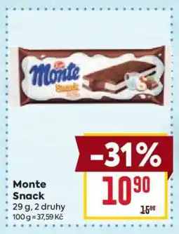 Billa Monte snack nabídka