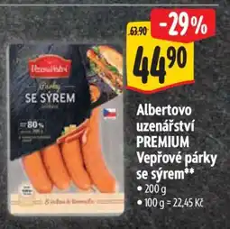 Albert Albertovo uzenářství Premium Vepřové párky se sýrem nabídka