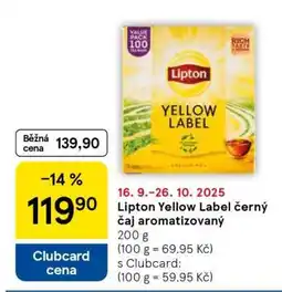 Tesco Lipton Yellow Label černý čaj aromatizovaný nabídka