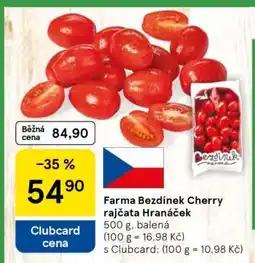 Tesco Farma Bezdínek Cherry rajčata Hranaček nabídka