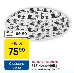 Tesco F&F Home Mělký melaminový talíř nabídka