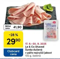 Tesco Le & Co Shaved Šunka dušená v páře nejvyšší jakost nabídka