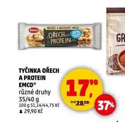 Penny Market Emco tyčinka ořech a protein nabídka